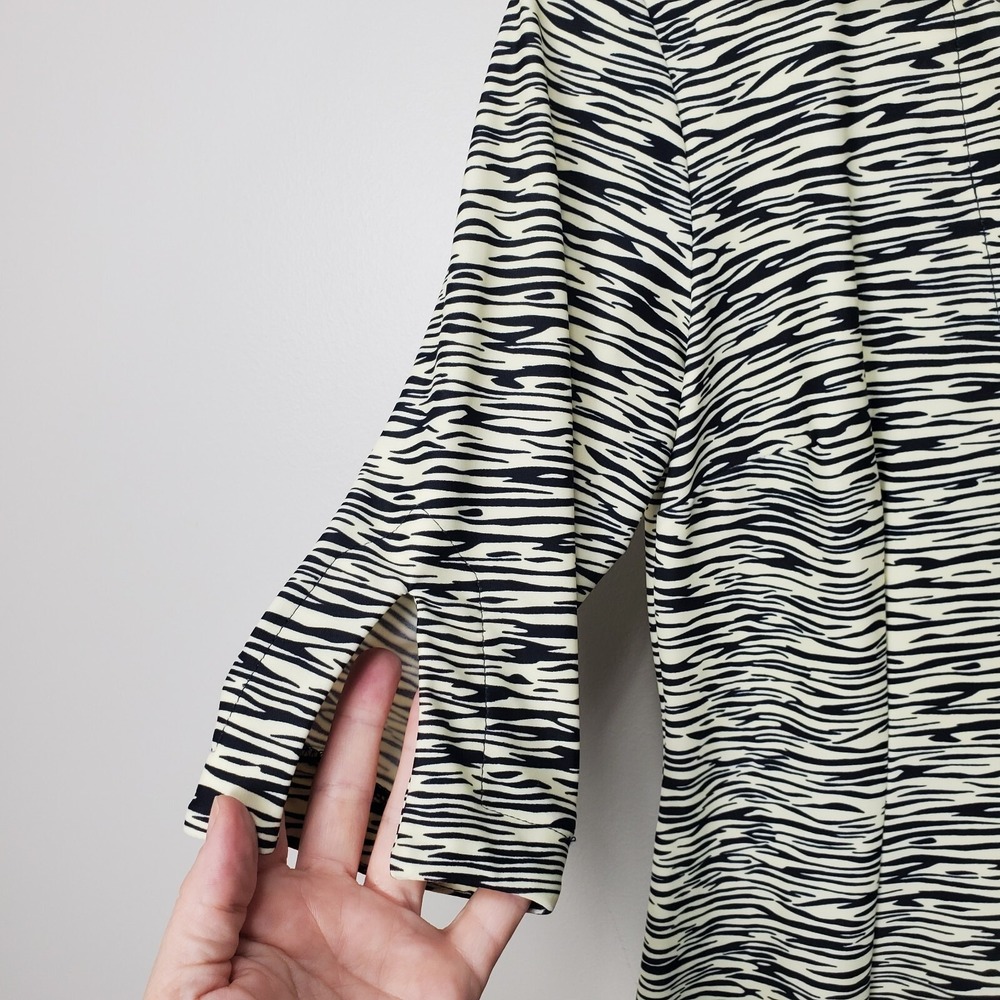 Jude Connally Shirtdress‎ Collared Zebra Print 3/4 Sleeve Ivory Black Women's XS - Picture 5 of 10